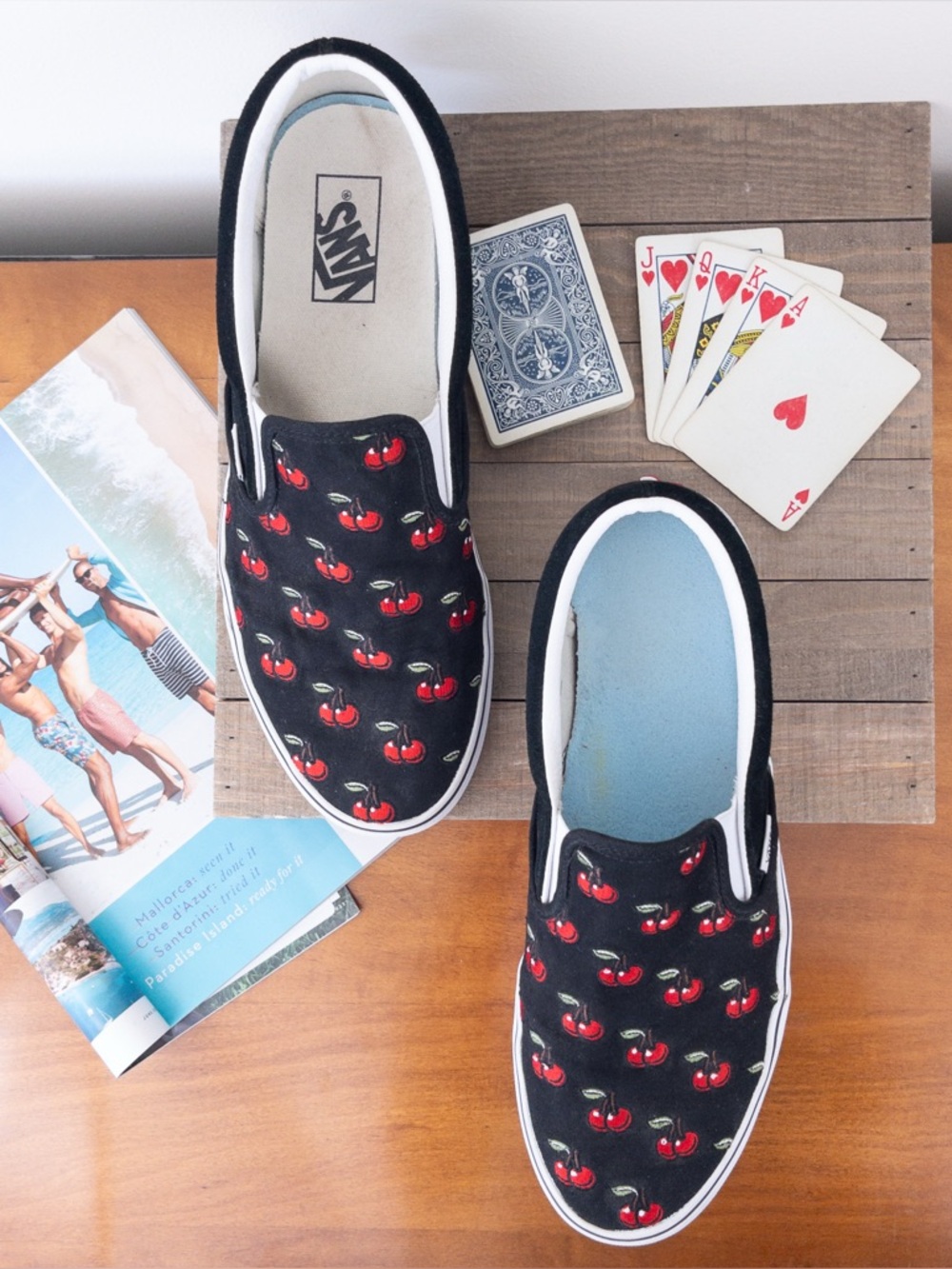 Vans Slip-On Sneakers with Red Cherry Print-Unisex